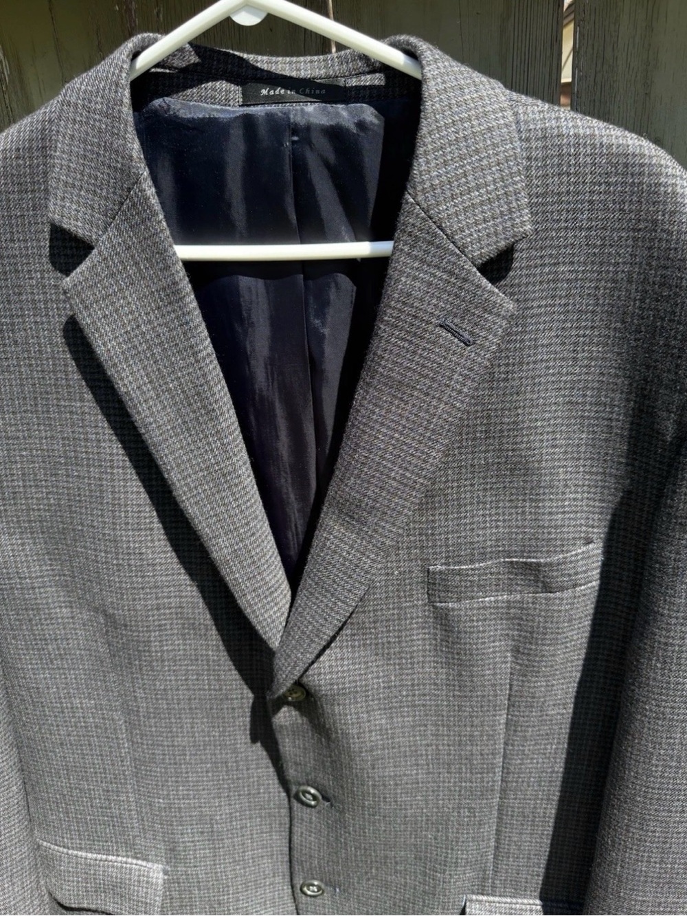 Chaps Ralph Lauren Houndstooth Sport Coat Mens 48R 100% Wool Gray Jacket Blazer